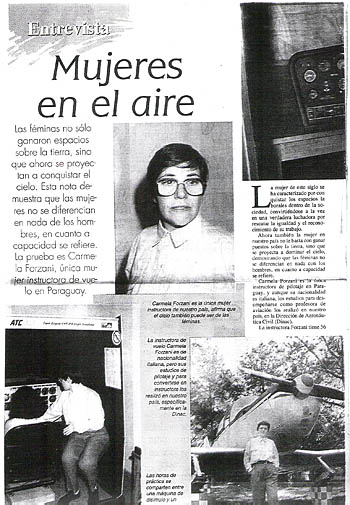 Carmela Forzani prima donna istruttore di volo in Paraguay